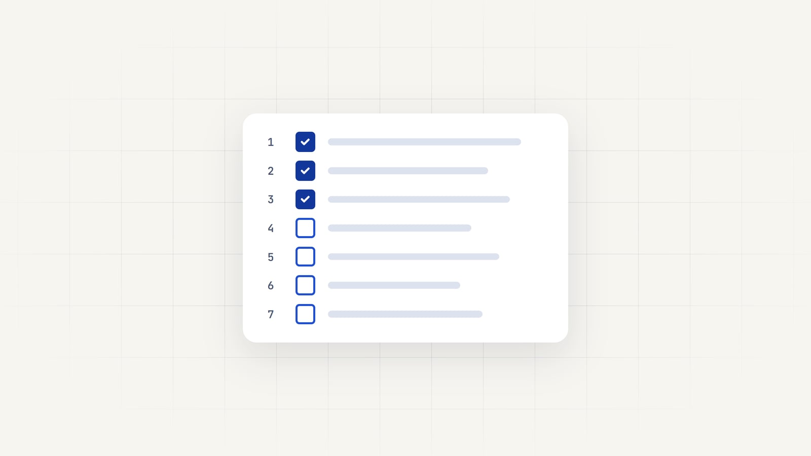 Grafik: Checkliste mit sieben Schritten, die ersten drei abgehakt
